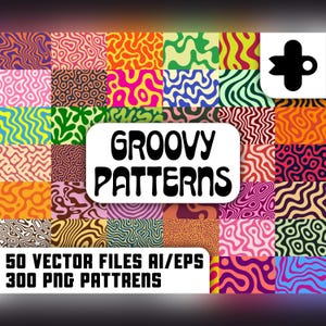 Groovy Patterns – 50 Vector + 300 PNG Retro Abstract Backgrounds