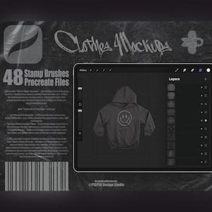 Procreate Clothes Mockups: 48 sellos y capas de ropa