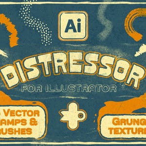 DISTRESSOR Studio Vektorbürsten für Illustrator | Authentische Retro Stempel mit Texturen und Stempeln