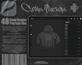 Mockup Streetwear per Procreate – 48 Modelli di Hoodie e Magliette Nere per Brand di Abbigliamento