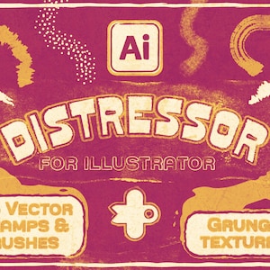 DISTRESSOR Studio Vector Brushes for Illustrator | Grunge Textures and Authentic Retro illustrator Stamps