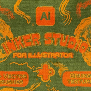 INKER Studio-vectorpenselen voor Illustrator | Grungetexturen en authentieke retro-illustratorinkten