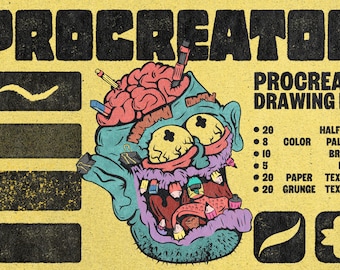 Procreate Drawing Kit: Brushes, Liners, Halftone & Grunge Textures