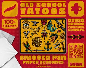 Old School Tattoo Procreate Stamps: Retro Flash Art (Digital Download)