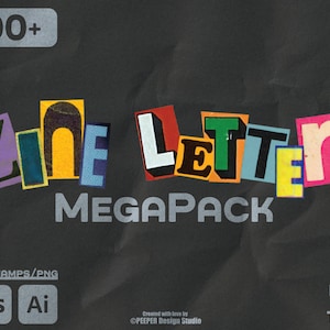 Paquete de más de 1000 archivos de letras para fanzines para múltiples aplicaciones de diseño / Archivos PNG / Texturas / Letras retro para fanzines para Procreate, Photoshop, Illustrator