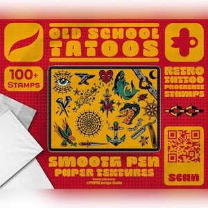 Old School Tattoo Procreate-stämplar: Retro Flash Art (digital nedladdning)