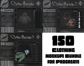 Procreate Clothing Mockup Stamps: Pack de diseño de ropa (descarga digital)