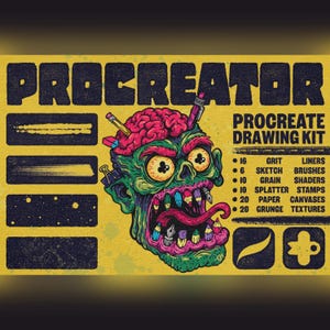 Procreator – Procreate Zeichen-Kit | Grit-Pinsel, Liner, Shader, Stempel, Papier-Canvases & Grunge-Texturen