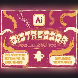 Pędzle wektorowe DISTRESSOR Studio do programu Illustrator | Tekstury grunge i autentyczne stemple retro do programu Illustrator