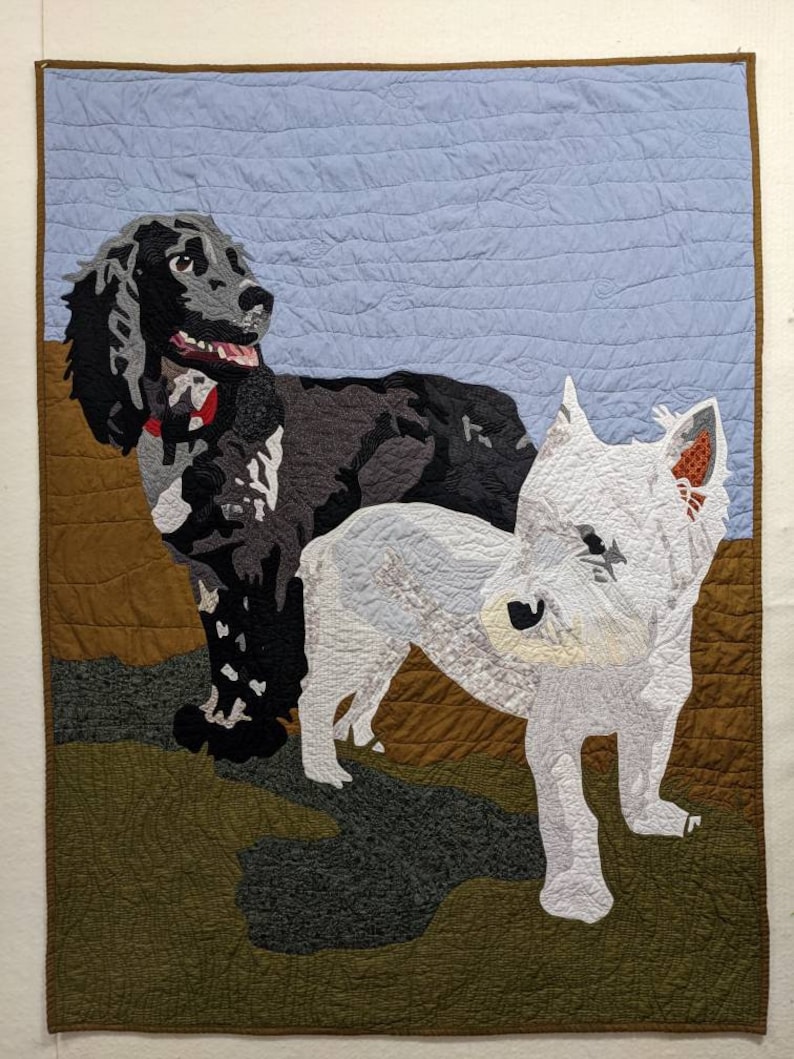 Custom Pet Art Quilt Wall Hanging, custom pet portrait, custom dog portrait, pet wallhanging, custom cat portrait image 2
