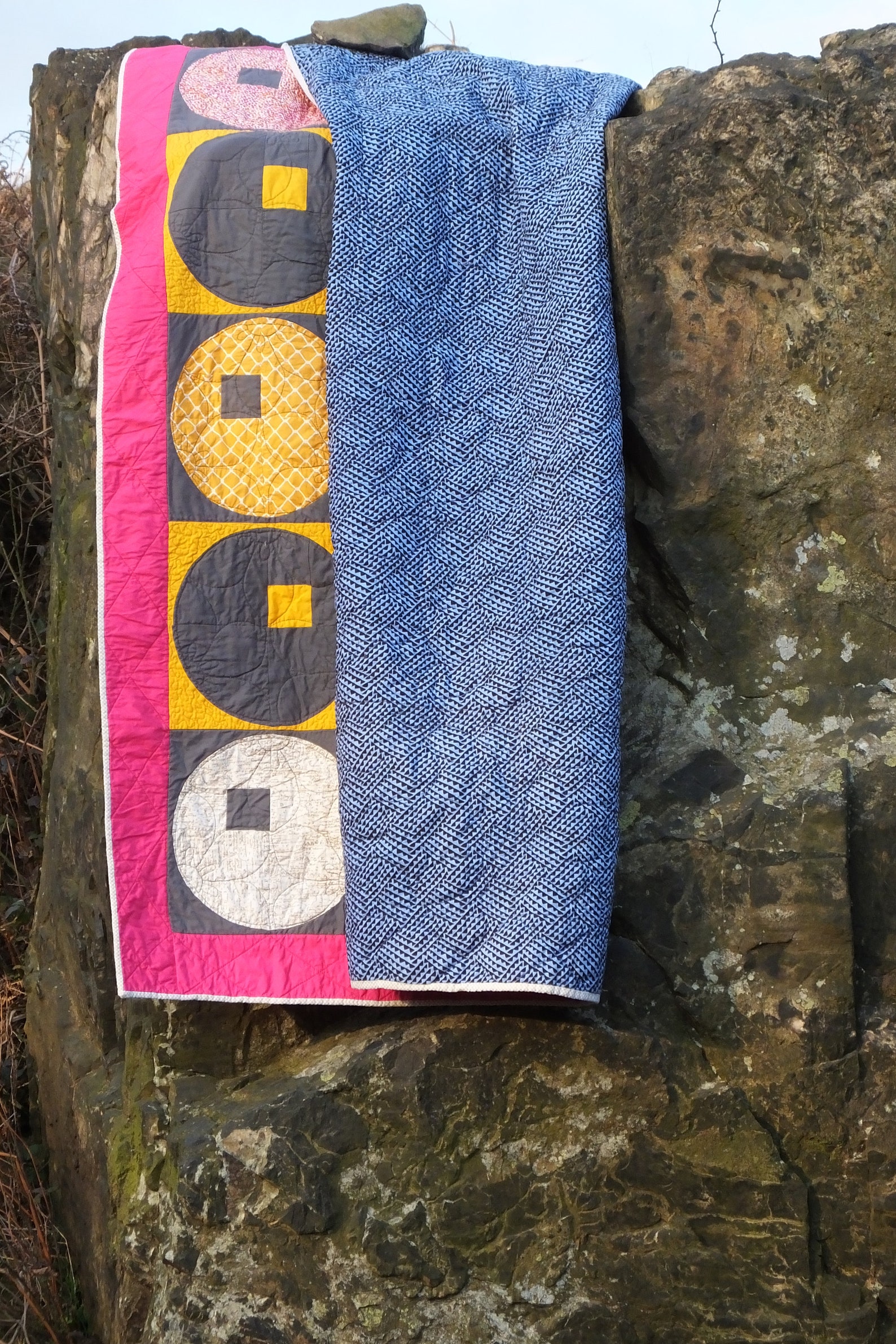 Pancakes Lap Quilt or Large Wall Hanging, Modern Quilt, Geometric Quilt