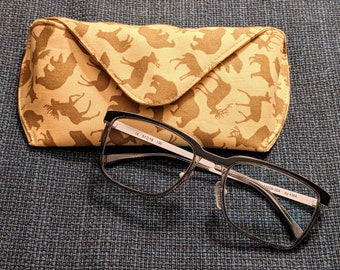 SECONDS deer and bear glasses case or sunglasses pouch, foam padded pouch for glasses
