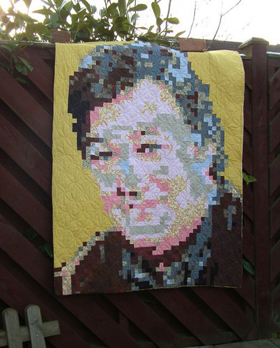 Stephen Fry Art Quilt fryed Pixels Wall Hanging, Wall Quilt, Celebrity