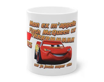 Taza de café: mi ex me llama Rayo McQueen Rayo McQueen CARS / Taza divertida para regalar / Regalo de cumpleaños / Humor original