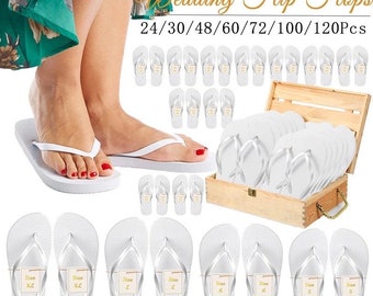 24-120 Pairs Wedding Flip Flops for Guests Bulk Hotel Spa Wedding Sandals Slippers With Size Favors Wedding Favors for Guests