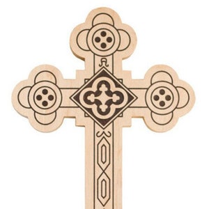8 inch tall Antiochian Orthodox Cross made from Maple wood