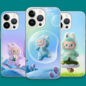 Funda de conejito de peluche con diseño de fantasía para iPhone 16 Pro Max, 15 Plus, 14, 13, 12, 11, Samsung S25, S24, S23, A56 y Pixel 9 Pro