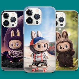 Cute Bunny Creature Phone Case Kawaii Phone Cover for iPhone 16 Pro Max, 15 Plus, 14, 13, 12, 11, XR, Samsung S25, S24, S23, A56, Pixel 9a