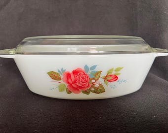 JAJ Pyrex Ovaler Auflauf mit Deckel - Cottage Rose 25 cm