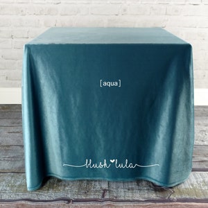 READY TO SHIP! Luxe Aqua Blue Velvet Tablecloth Overlay - [Many Sizes] Premium Couture Linens