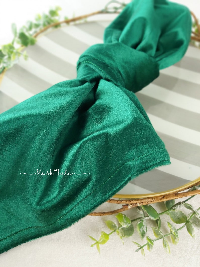 GREEN Velvet Napkin Couture Linens Blush LULA Etsy