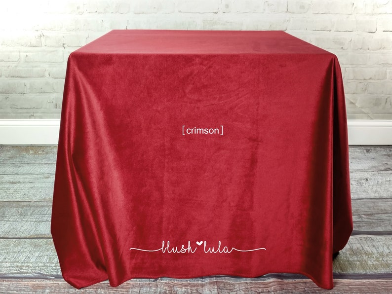 LUXE Crimson Red Velvet Tablecloth Overlay Linens many Etsy