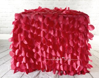 Red Coral [Many Sizes] Ruffle Tablecloth Overlay, Dessert Cake Table, Wedding, Party, Decor, Round Petal - blush LULA