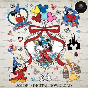 Vintage Cartoon Sorcerer Character Png, Fantasmic Magic Kingdom Adventure, Coquette Bow Fantasia Sorcerer Stay Magical Shirt, Digital File