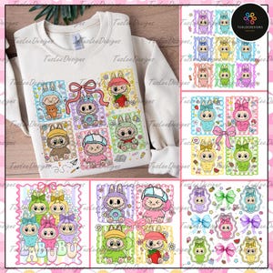 Trending Pink Cartoon Character Bundle Design, Perfect Gift for Kids, Easter Coquette Bow Doll For Kids Girls Png, Funny Easter Day