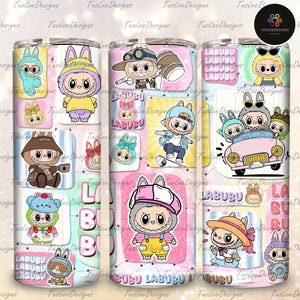 Trending Cartoon Doll Friends Character 20oz Skinny Tumbler Wrap PNG, Funny Cartoon Character Wrap Design, Gift for Kids Tumbler Png
