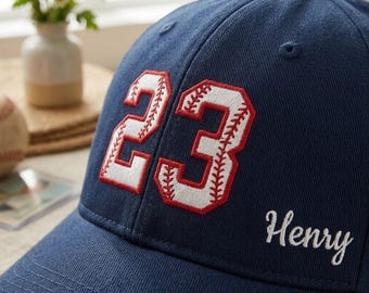Embroidered Custom Number Baseball Hat, Personalized Baseball Number Hat for Mom, Sports Mom Hat, Baseball Player Number