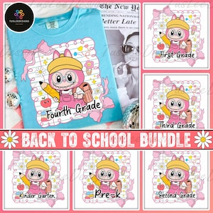 Trending Doll Cartoon School Grade Png Bundle, Back To School 1st/2nd/3rd Grade Png, Retro School Designs, Monster Doll Toy Teacher Png