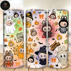 Halloween Monster Character Tumbler Design Png, Monster Doll Halloween Tumbler Wrap, Trending Pink Cartoon Character 20oz Skinny Tumbler PNG