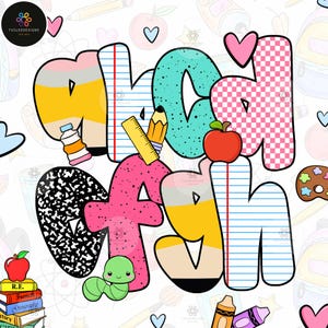 Preppy Custom Teacher 1st/2nd/3rd/4th Grade, Preppy Teacher Pencil Bow Png, Kindergarten Png, Teach Love Inspire, Checkered, Leopard Teacher