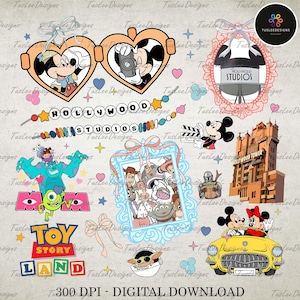 Cartoon Urlaubsreise Png, Parken Urlaub Sublimation, Retro Auto Png, Spielzeug Freunde Png, Monster Png, Paar Maus Png, Hollywood Tour Png