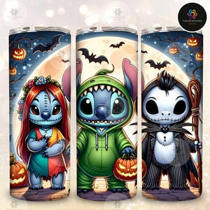 Nightmare Halloween 20oz Skinny Tumbler Png Design, Halloween Friend 20oz Tumbler Png, Halloween Cartoon Nightmare Tumbler