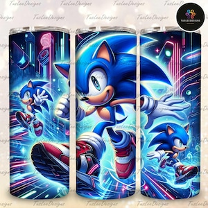 Speedster Tumbler, Hero Video Game Tumbler Sublimation Design, 20oz Gaming Tumbler, Hedgehog Tumbler Wrap, Superheroes Character Trio