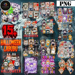 15+ Cute Spooky Doll Monster Characters Bundle Png, Halloween Monster Dolls Png, Pumpkin Doll For Kids Girls Png, Monster Doll Horror Png