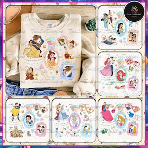 6 Princess Coquette Bow Bundle Png, Folk Tail Princess Shirt Png, Cartoon Coquette Bow Png, Family Vacation Png, Teal Princess Design Png