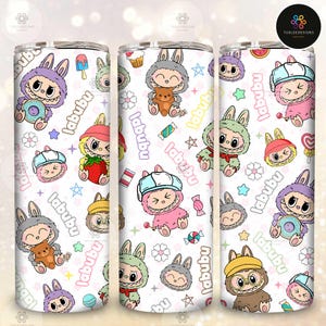 Funny Cartoon Character Wrap Design , Trending Pink Cartoon Character 20oz Skinny Tumbler PNG,  Cartoon 20oz Tumbler Wrap PNG