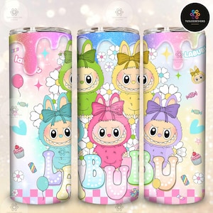 Trending Doll Cartoon 20oz Skinny Tumbler Wrap Png, Cartoon 20oz Tumbler Wrap, Perfect Gift for Kid Png, Pink Cartoon Character Tumbler Wrap