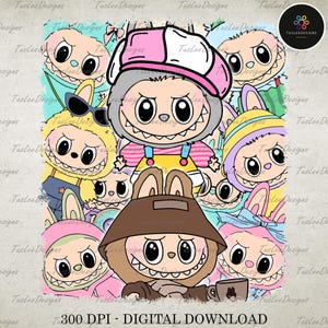 Perfect Gift for Kids, Monster Doll Png, Coquette Bow Cute Doll For Kids Girls Png, Easter Coquette Bow Png, Gift For Easter Day, Easter Png