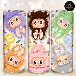 Trending Pink Cartoon Character 20oz Skinny Tumbler Wrap PNG, Funny Cartoon Character Wrap Design  Png, Gift for Kids Tumbler Png