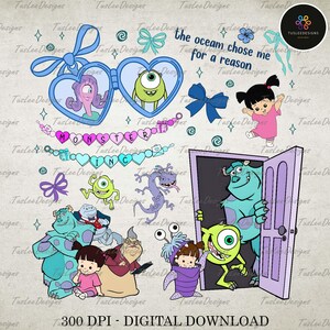 Cartoon Coquette Mirror Bow Png, Monster Png, Monster Balloon Cartoon Png, Scare Monster Coquette Mirror Png, Kids Cartoon Character Shirt