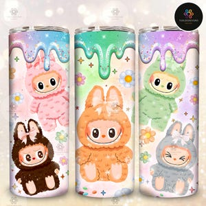 Trending Pink Cartoon Character 20oz Skinny Tumbler Wrap PNG, Funny Cartoon Character Wrap Design  Png, Gift for Kids Tumbler Png