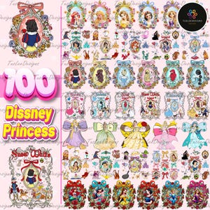 100+ personaggi della principessa Coquette Mirror PNG Bundle, file digitali della principessa Coquette Bow, vacanze in famiglia PNG, divertenti amici dei cartoni animati PNG