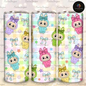 Funny Cartoon Character Wrap Design  Png, Trending Pink Cartoon Character 20oz Skinny Tumbler PNG, Doll Cartoon 20oz Skinny Tumbler Wrap Png