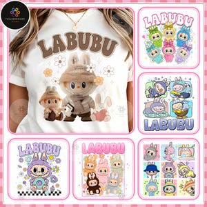 Ensemble de personnages de dessins animés roses tendance, cadeau parfait pour les enfants, poupée coquette de Pâques avec noeud pour enfants filles, png, jour de Pâques amusant
