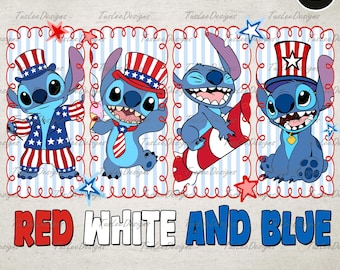 Blue Monster 4th Of July PNG, Fourth Of July Designs, Independence Day, 4th of July Coquette Png, Cartoon  Coquette bow 4th Of July Png