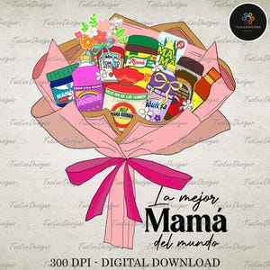 Floral Topper Multipack Mama Png, La Mejor Mama Del Mundo Png, Retro Madre Png, Happy Mother&#39;s Day, Gift For Latina Mom, Funny Mama Png